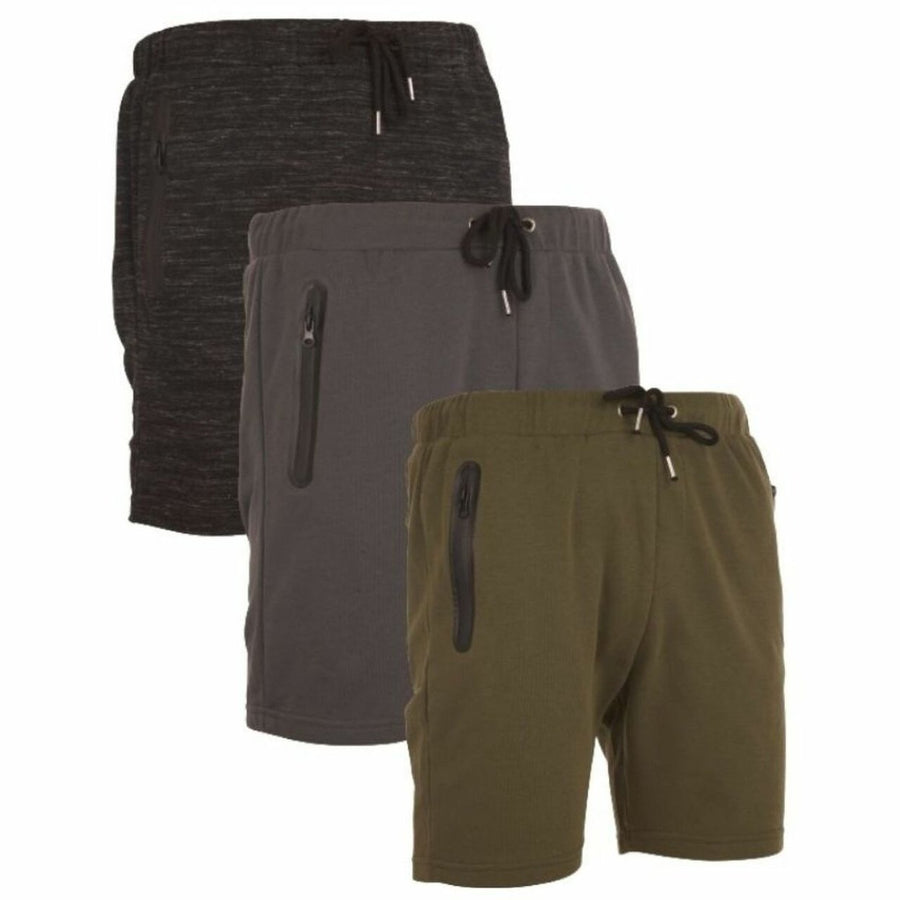 3-Pack: Mens French Terry Shorts with Zippered Pockets Image 1