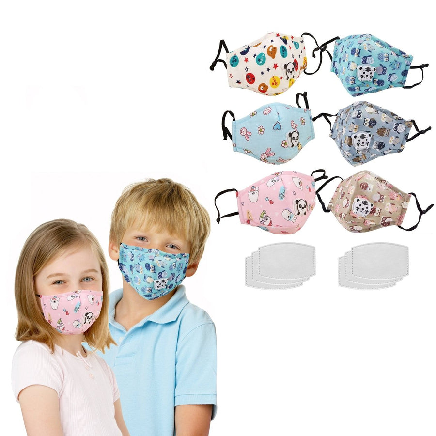 3-Pack: Reusable Kids Face Mask with 6 Filters and Adjustable Earloop Image 1