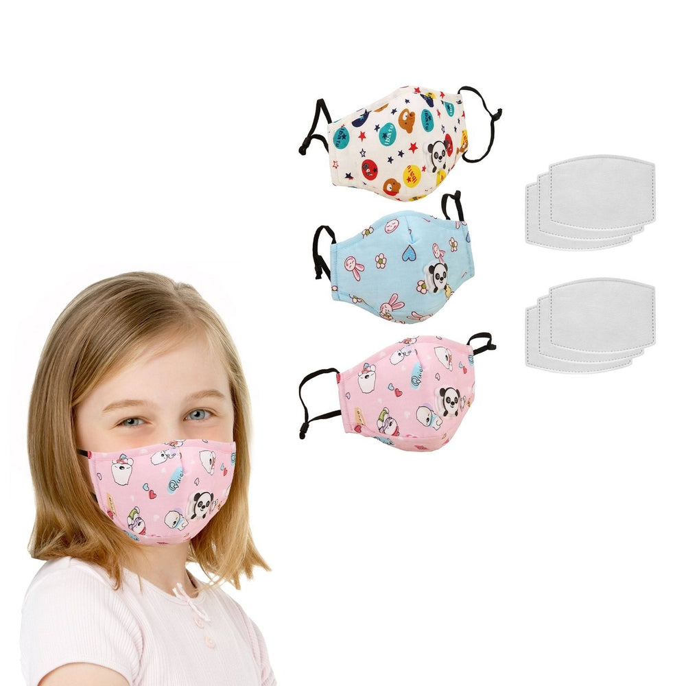 3-Pack: Reusable Kids Face Mask with 6 Filters and Adjustable Earloop Image 2