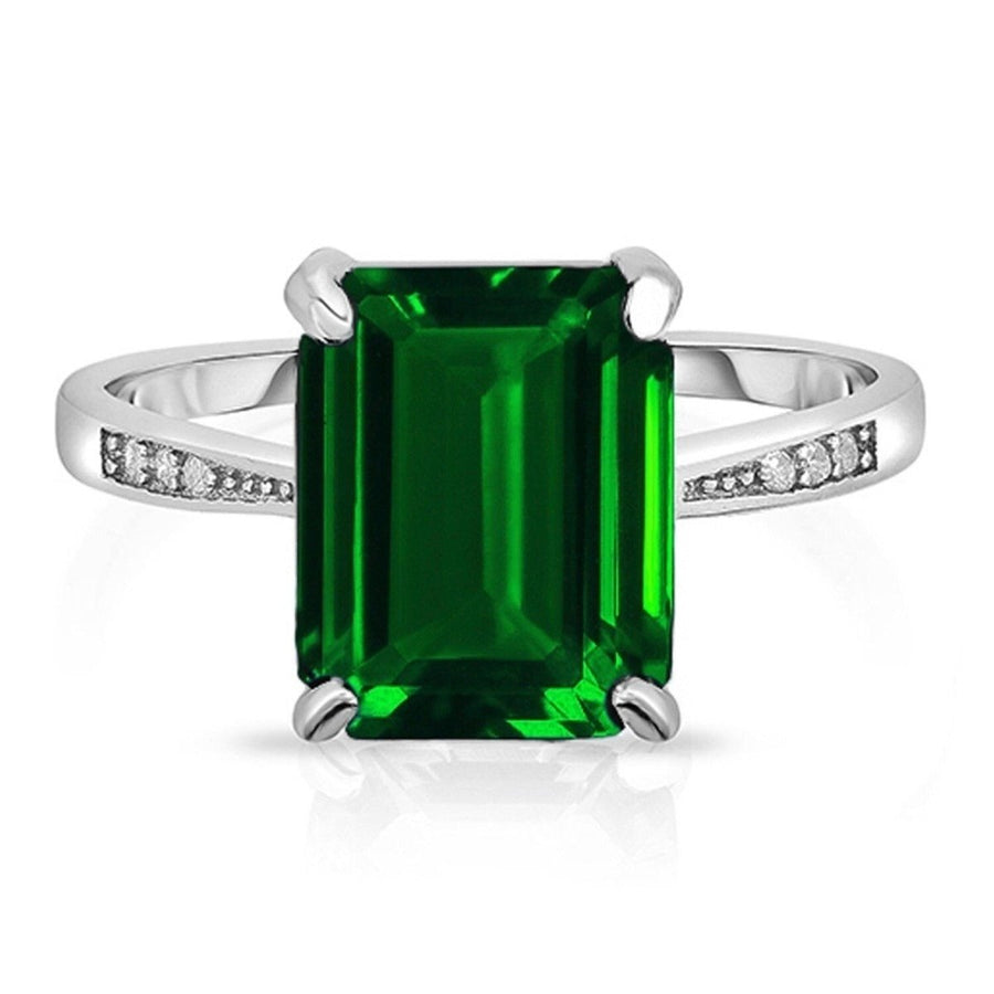 4.00 CTTW Genuine Emerald Sterling Silver Ring - Assorted Sizes Image 1