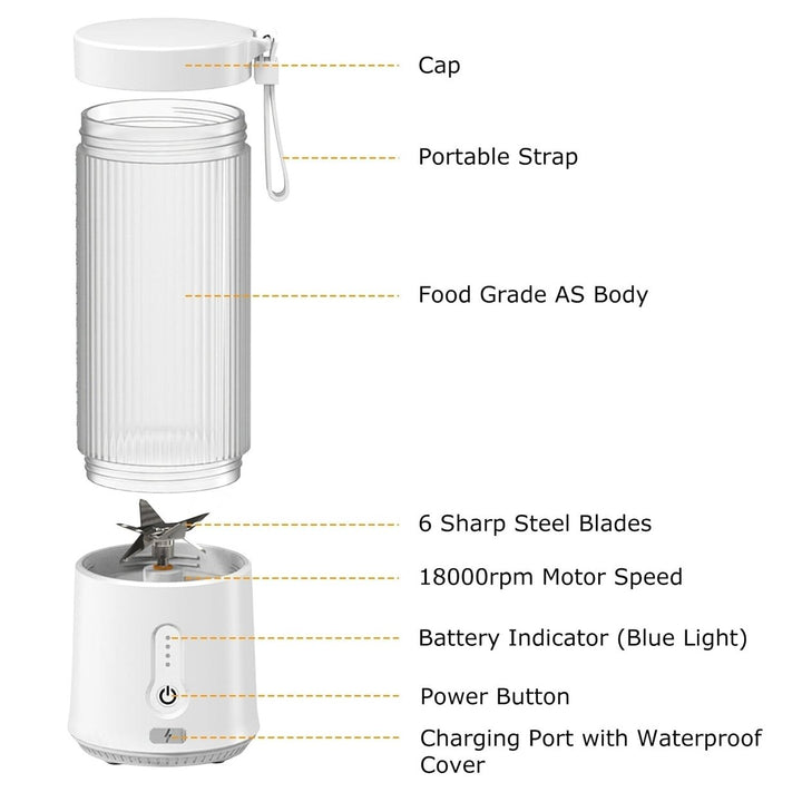 450ml Rechargeable Fruit Blender with 6 Blades Image 10