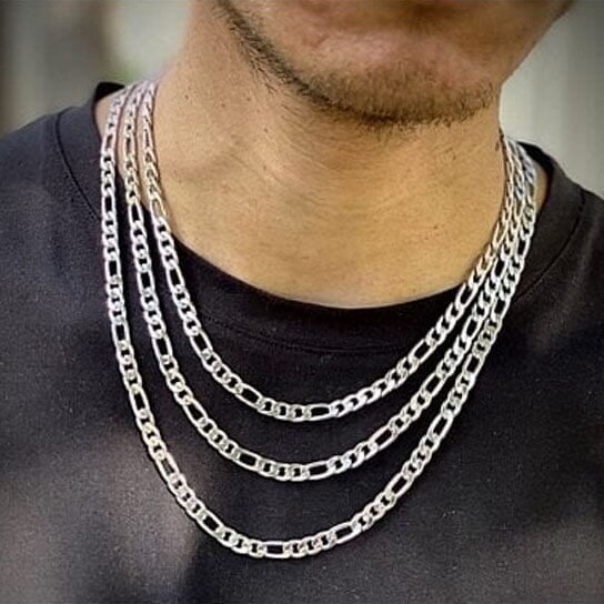 4mm Figaro Chain Necklace - Stainless Steel Necklace Men Image 2