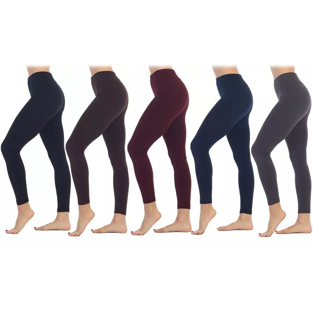 5-Pack: Womens Premium Fleece-Lined Leggings Image 1