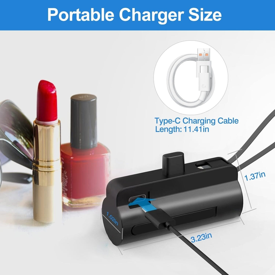 5000mAh Portable Phone Charger Built-in Type C Cable Dual Output Image 10