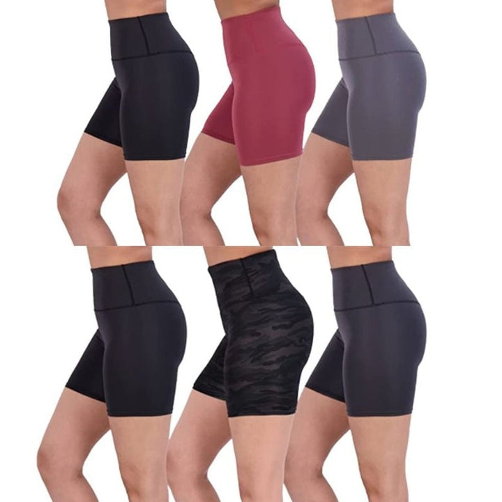 6-Pack: Active High Waisted Biker Shorts Image 1