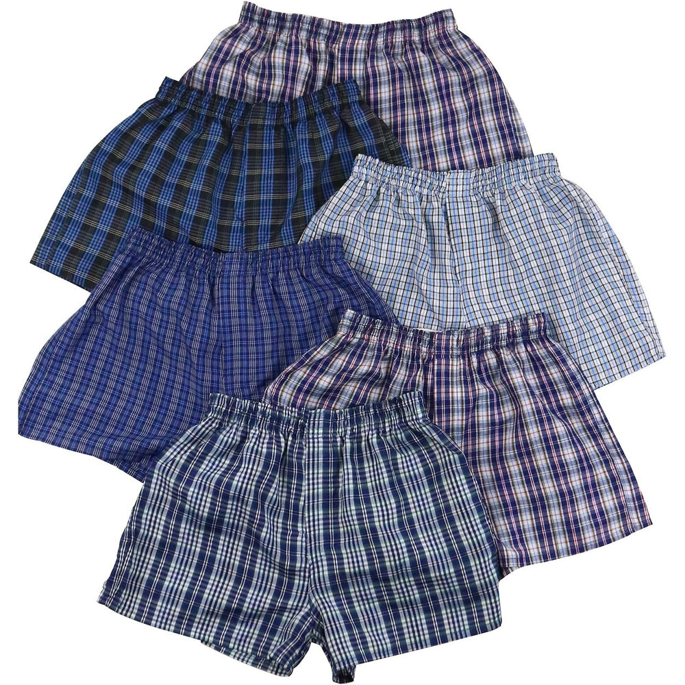 6-Pack: Boys Tartan Patterned Boxer Shorts Image 2