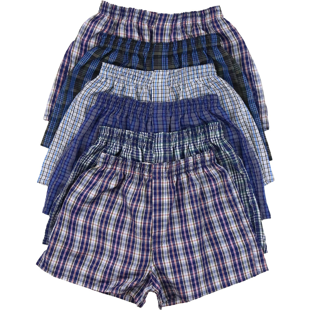 6-Pack: Boys Tartan Patterned Boxer Shorts Image 3