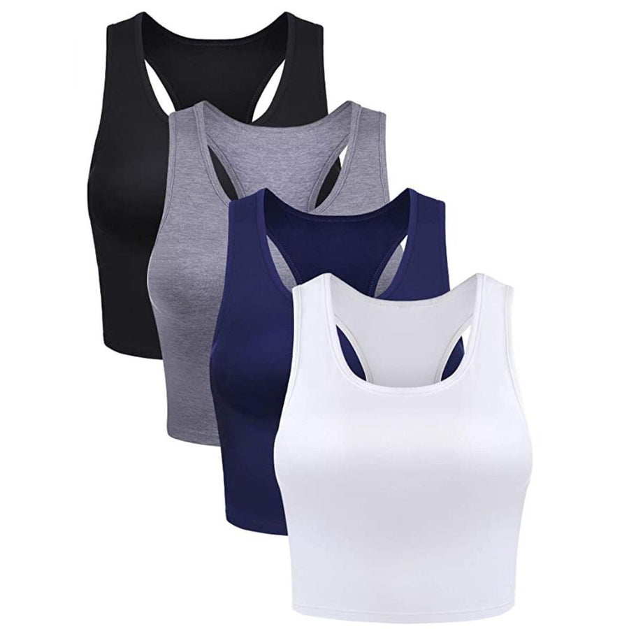 4-Pack: Womens Crop Sleeveless Racerback Tank Tops Image 1