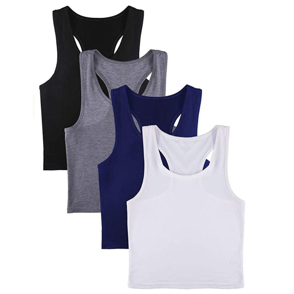 4-Pack: Womens Crop Sleeveless Racerback Tank Tops Image 2