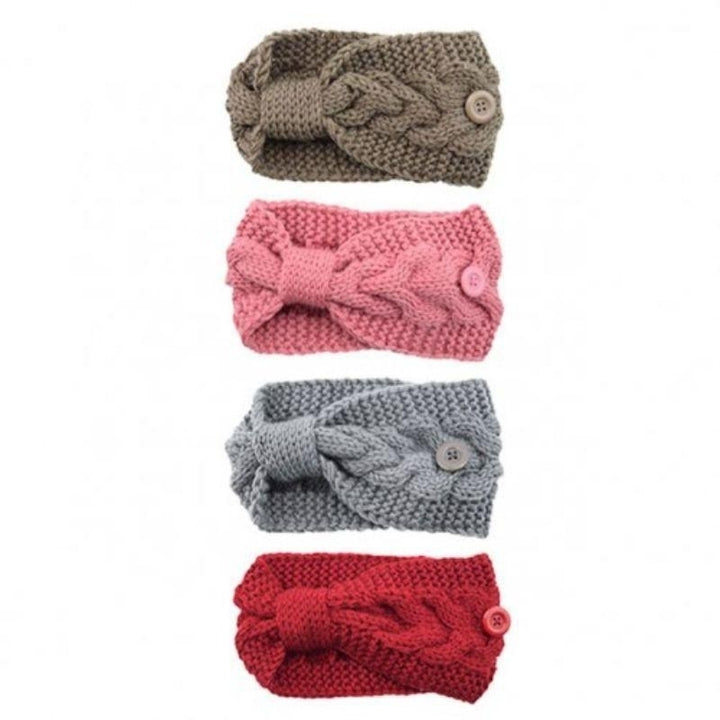 4-Pack: Womens Winter Headband and Ear Warmer with Buttons to Hold Mask Image 2