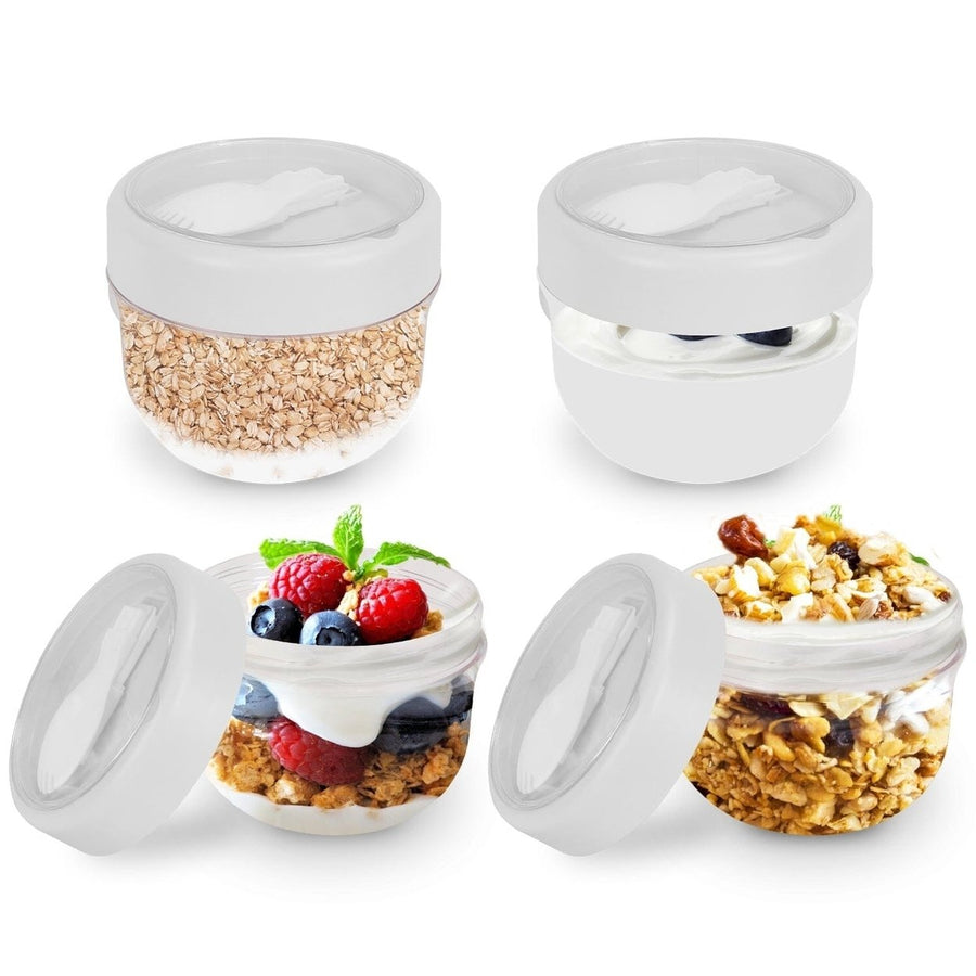 4-Piece: 20 Oz Oat Containers with Lids and Folding Spoons Image 1