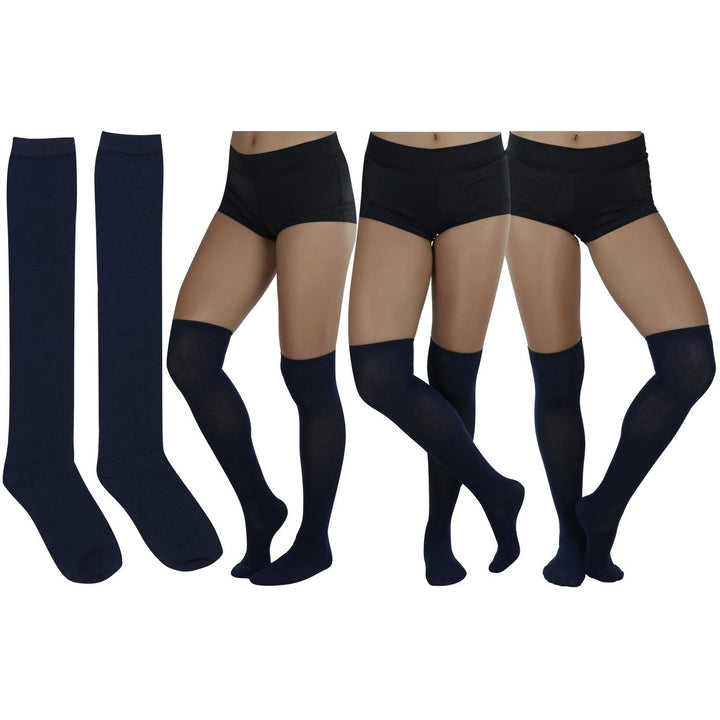 6-Pack: ToBeInStyle Classic Cotton Blend Uniform Knee-High Socks Image 1