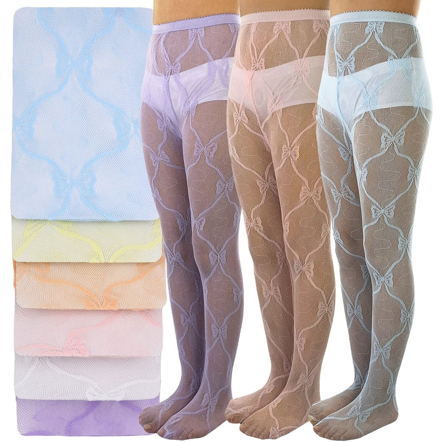 6-Pack: ToBeInStyle Girls Butterfly Lace Pantyhose Image 1