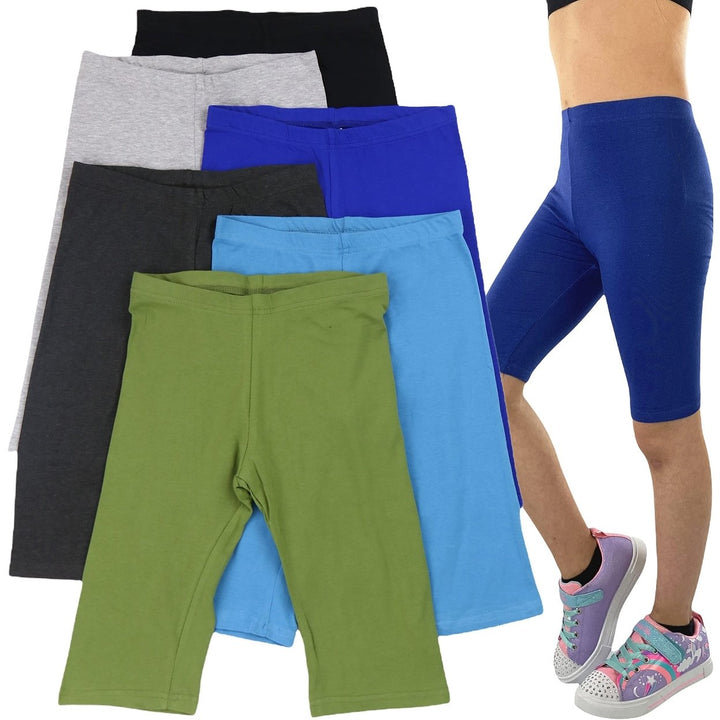 6-Pack: ToBeInStyle Girls Cotton-Spandex Blend Stretch Waistband Shorts Image 1