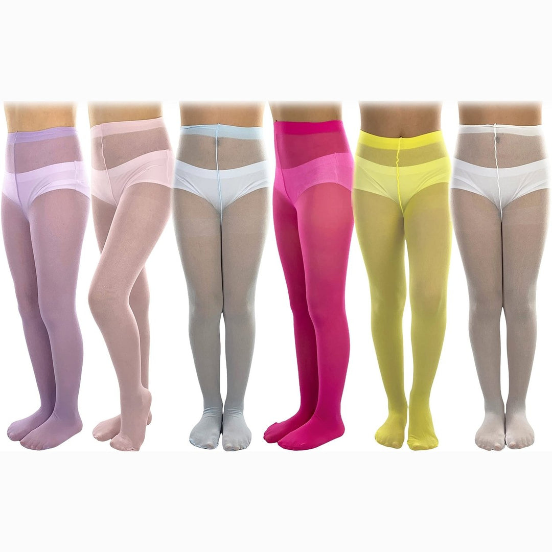 6-Pack: ToBeInStyle Girls Opaque Nylon Pantyhose Tights Solid Color Image 11