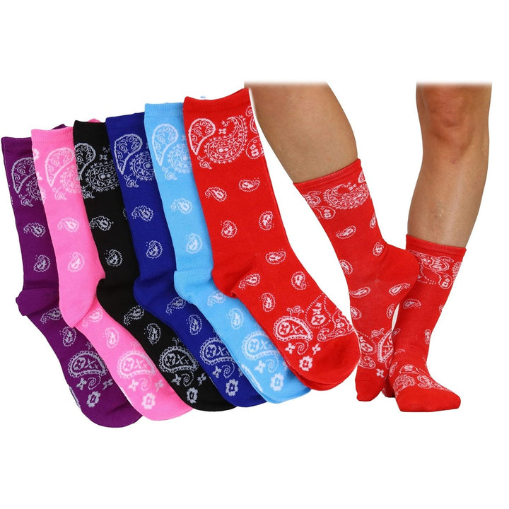 6-Pack: ToBeInStyle Womens Fashion Printed Crew Socks Image 1