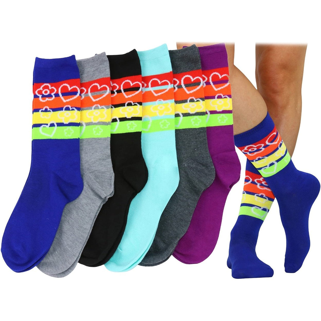 6-Pack: ToBeInStyle Womens Fashion Printed Crew Socks Image 6