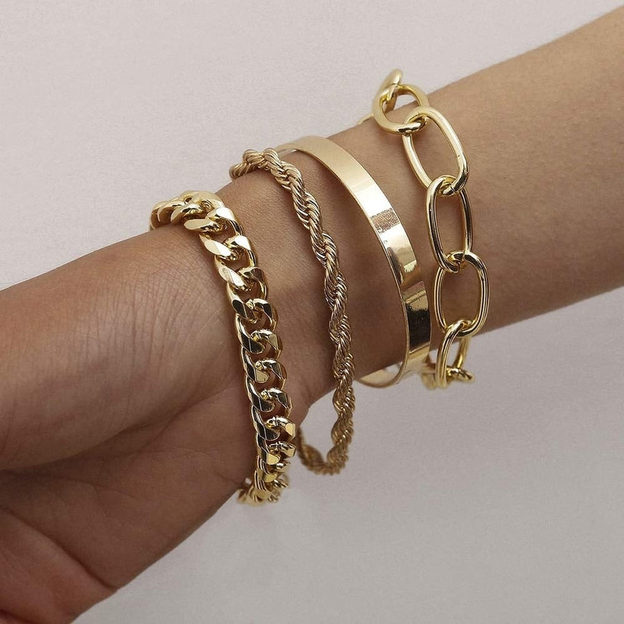 4-Piece: Women Adjustable Boho Chain Bracelets Set Image 1