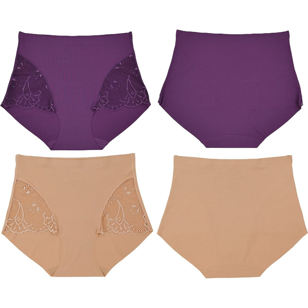 6-Pack: ToBeInStyle Womens High Waisted Seamless Laser Cut Side Lace Design Front Panties Image 3