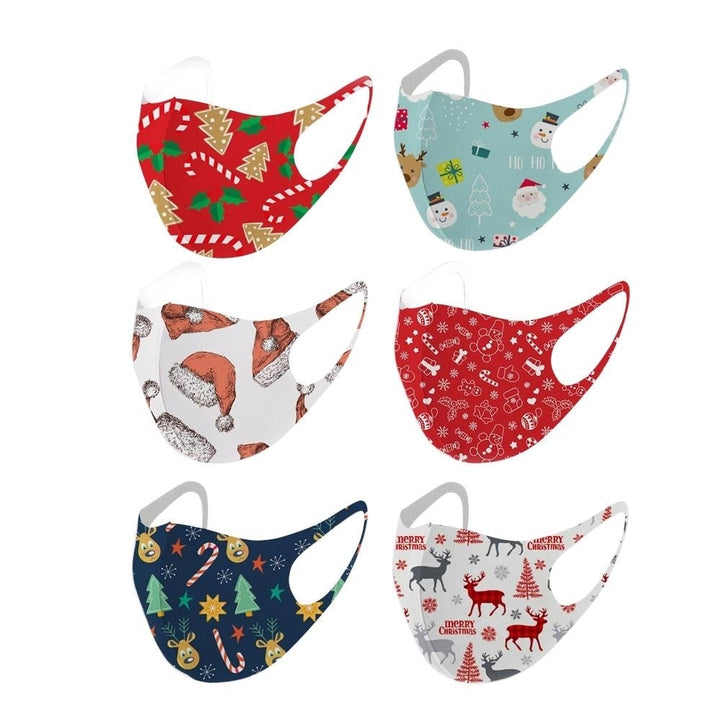 6-Pack: Fun Designed Holiday Themed Reusable Face Masks Image 1