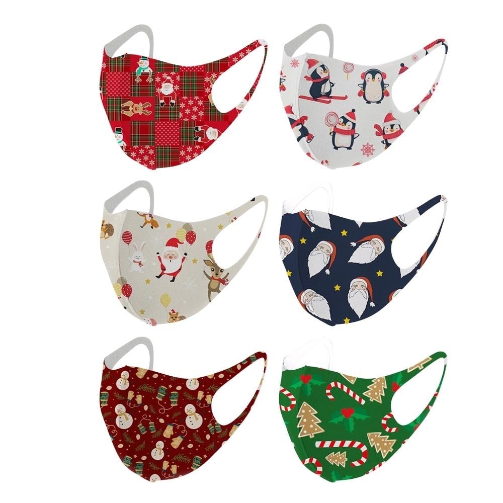 6-Pack: Fun Designed Holiday Themed Reusable Face Masks Image 3