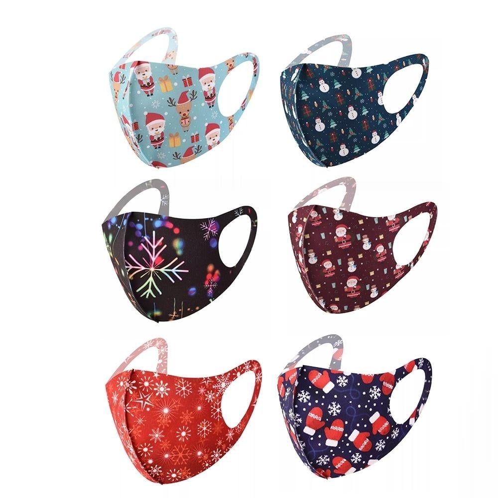 6-Pack: Fun Designed Holiday Themed Reusable Face Masks Image 4