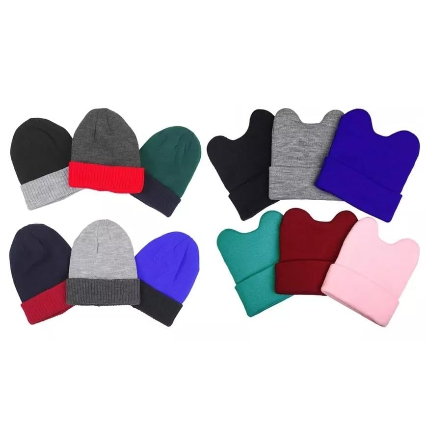 6-Pack: Kids Warm and Cute Acrylic Winter Beanies Image 1