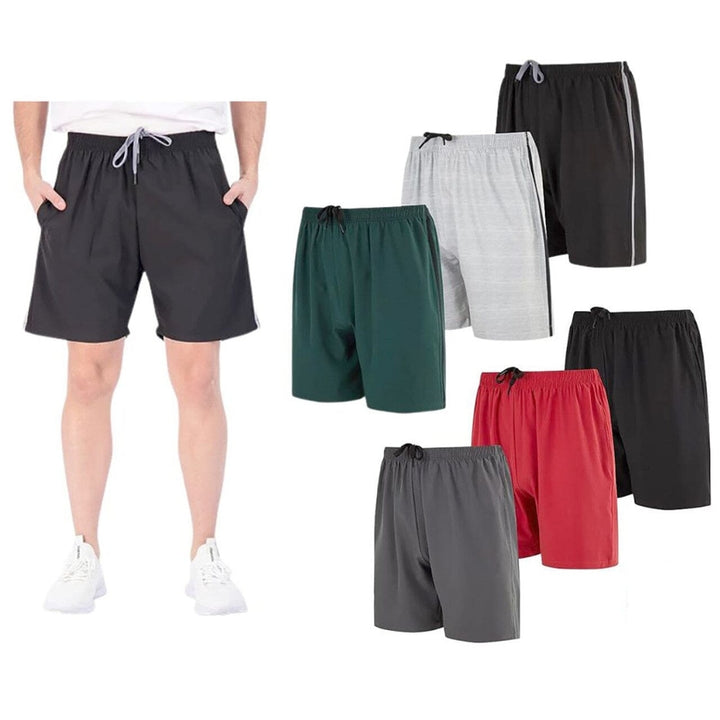 6-Pack: Men s Active Woven Shorts with Zipper Pocket Image 1