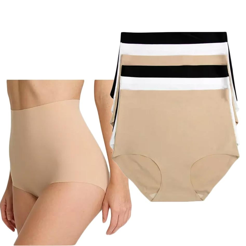 6-Pack: Plus Size High-Waisted Tummy-Control No Show Briefs Image 1