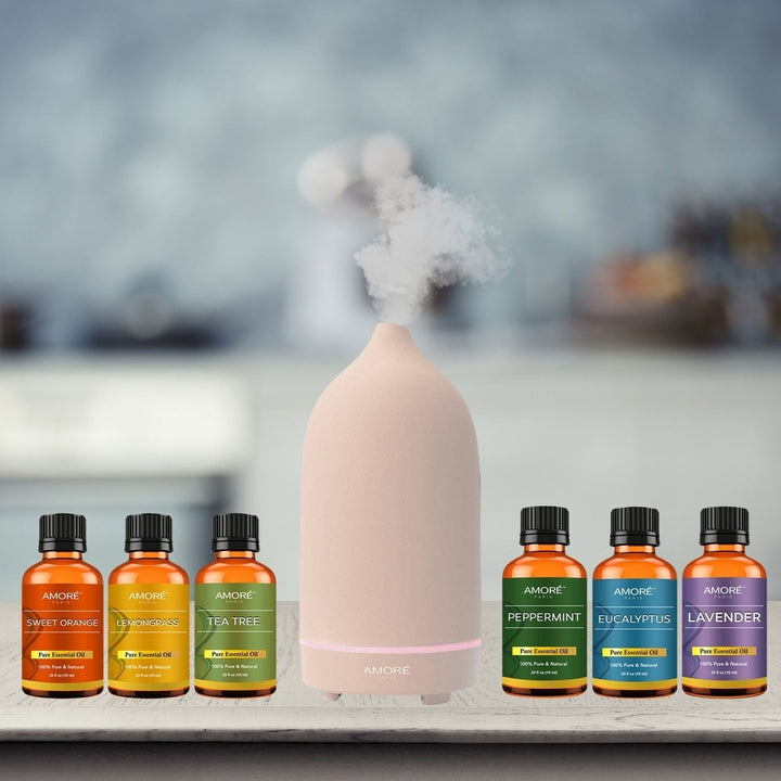 7-Piece: Ultrasonic Aromatherapy Essential Oil Diffuser with Essential Oils Image 2