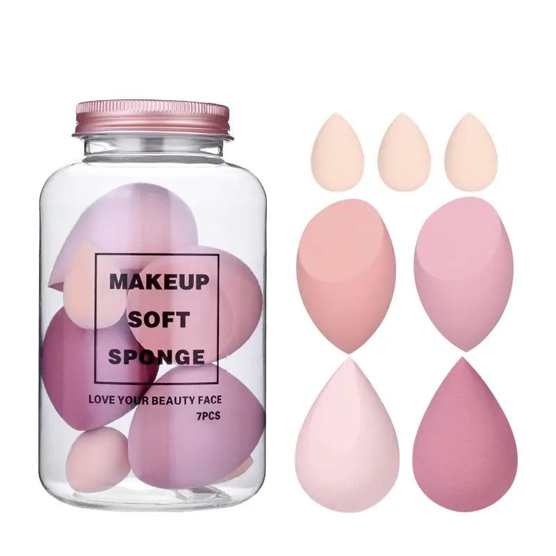 7-Pieces Set: Puff Teardrop Blender Foundation Sponge Set Image 1