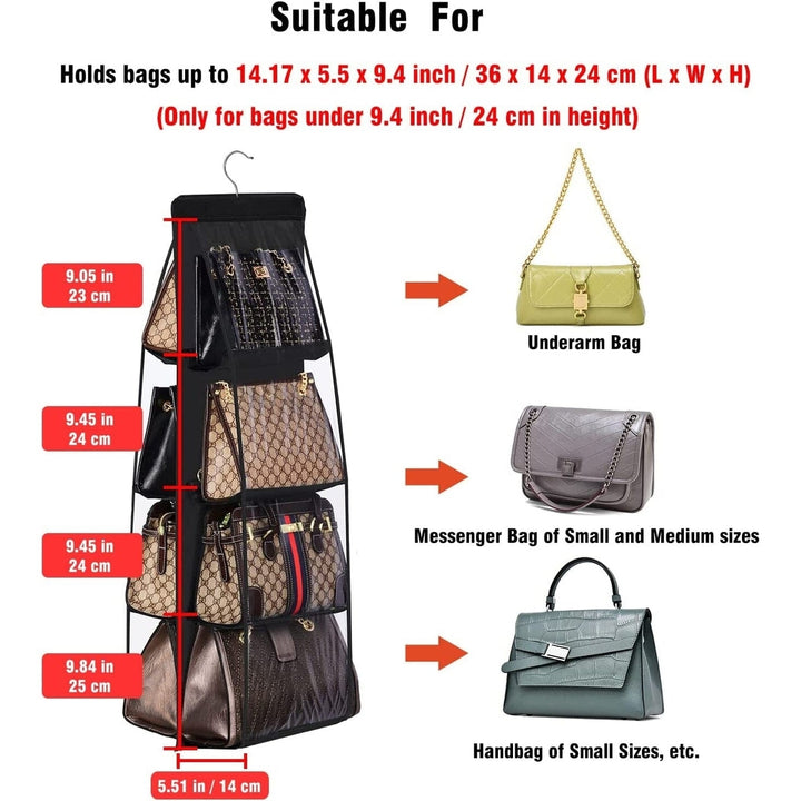 8 Pocket Hanging Purse Organizer Handbag Storage Hanger Image 4