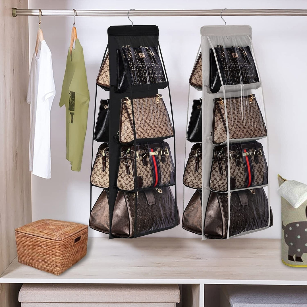 8 Pocket Hanging Purse Organizer Handbag Storage Hanger Image 8