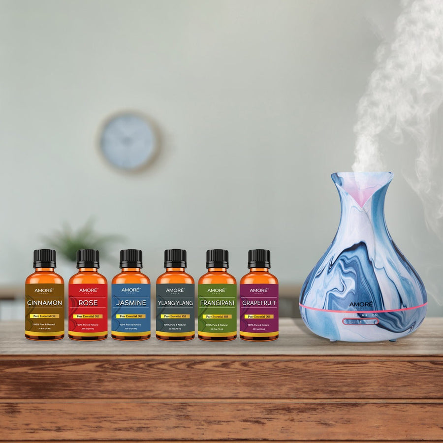 7-Piece Set: Hydro Dipped Ultrasonic Aromatherapy Diffuser With Essential Oil Gift Set Image 1