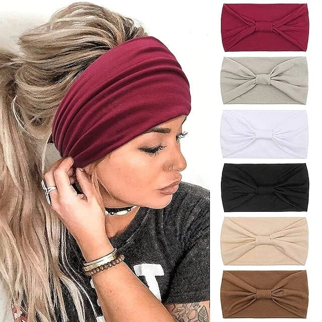 6-Piece: Wide Boho Bandeau Head Bands for Women Image 2