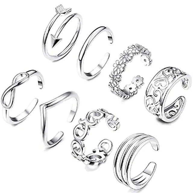 6-Pieces: Adjustable Open Toe Ring Band Image 2