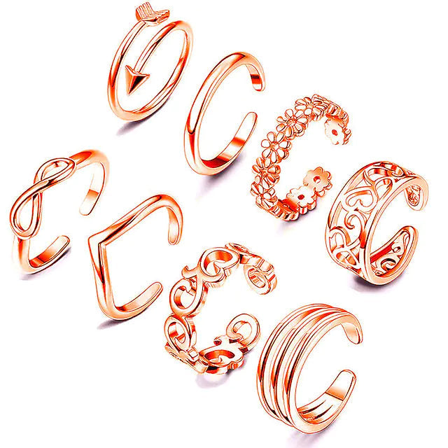 6-Pieces: Adjustable Open Toe Ring Band Image 3