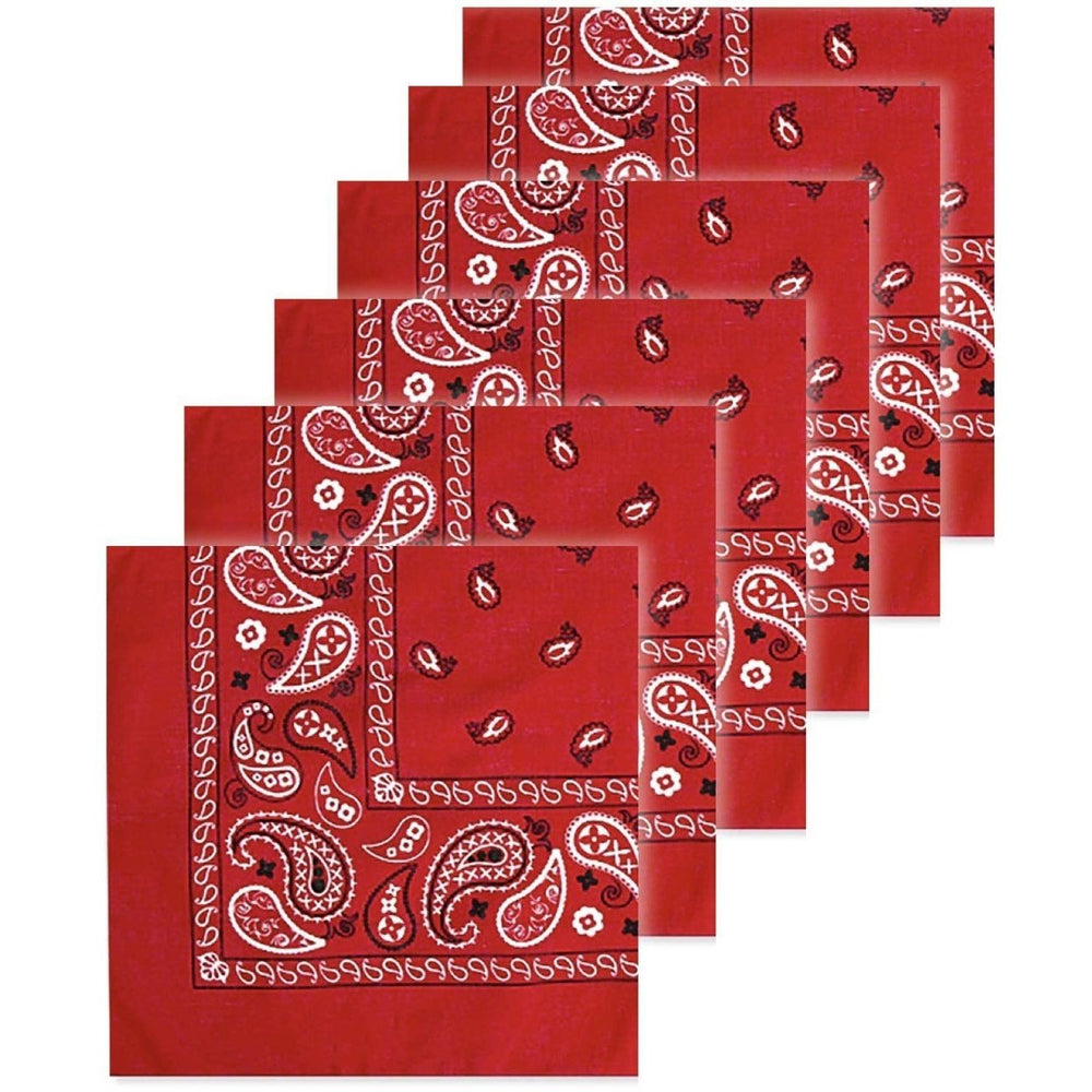 6-Pack: Unisex Classic Cotton Graphic Bandanas Image 2