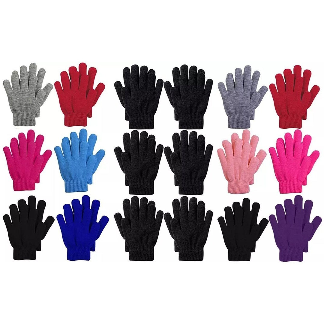 6-Pack: Womens Acrylic Warm Everyday Winter Assorted Gloves Image 1