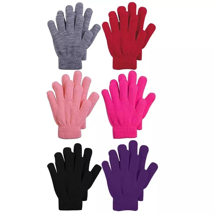 6-Pack: Womens Acrylic Warm Everyday Winter Assorted Gloves Image 2