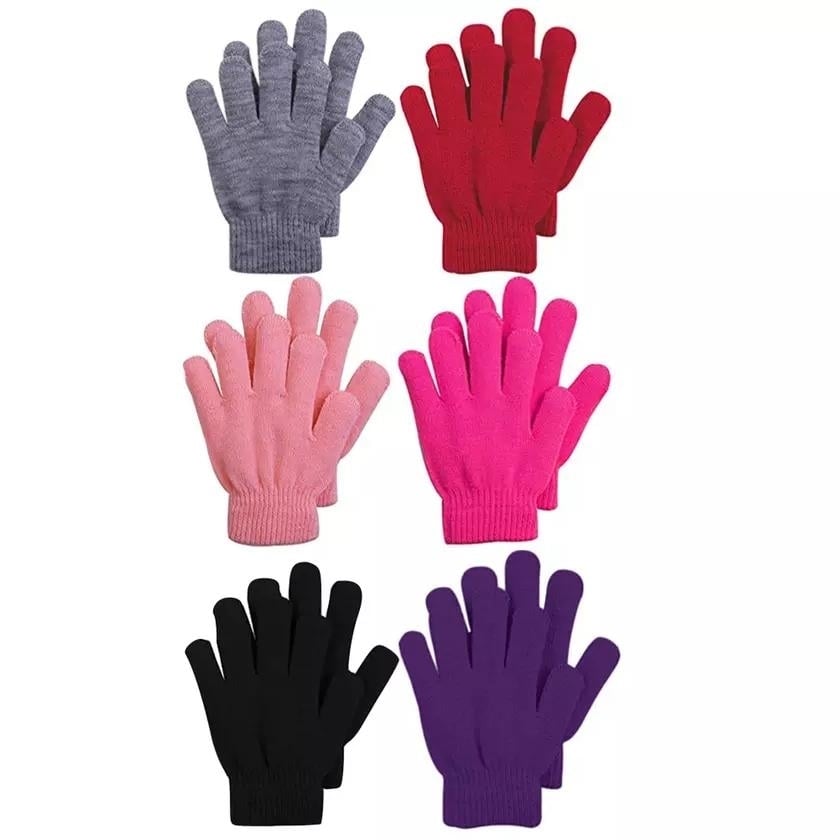 6-Pack: Womens Acrylic Warm Everyday Winter Assorted Gloves Image 1