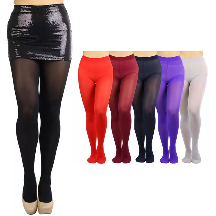 6-Pack: Womens Basic or Vibrant Semi Opaque Pantyhose Image 2