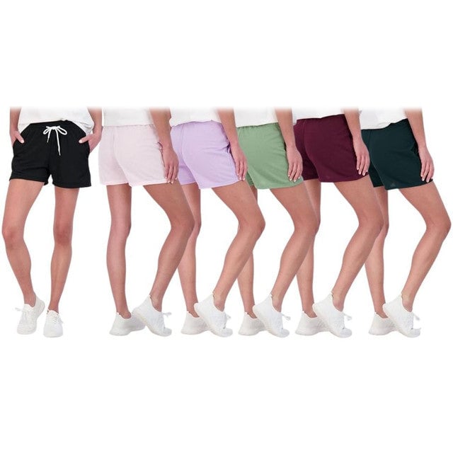 6-Pack: Womens Cotton French Terry Shorts with Pockets Image 1