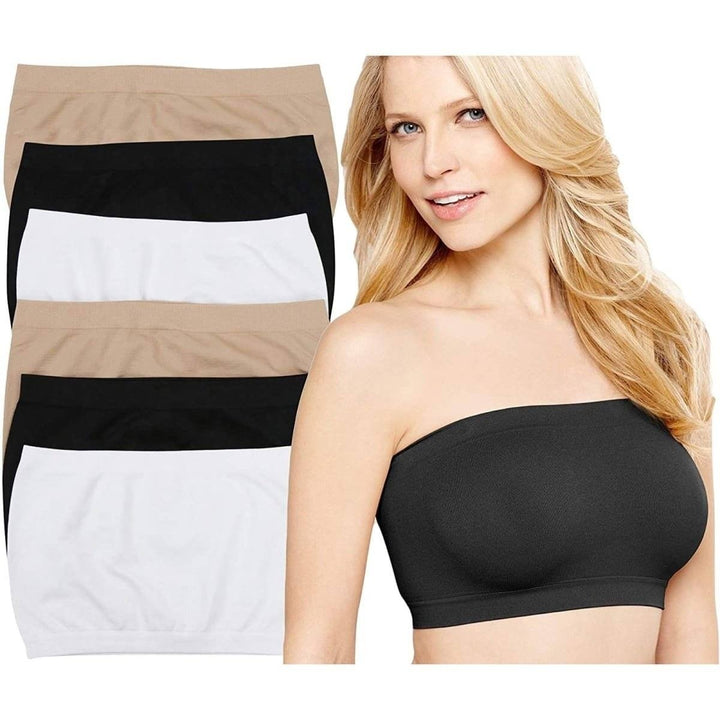 6-Pack: Womens Essential Basic Layering Tube Bra Image 3