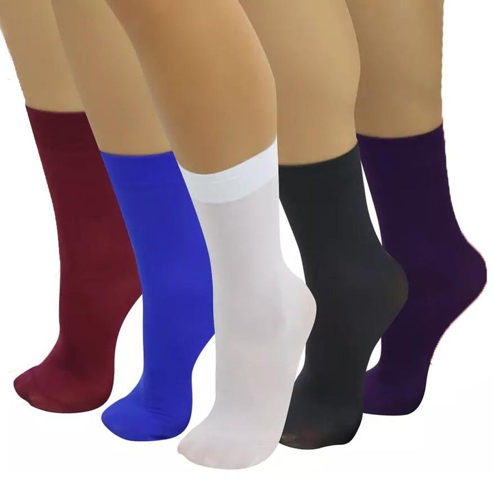 6-Pair: Ankle High Opaque Nylon Trouser Socks Image 2