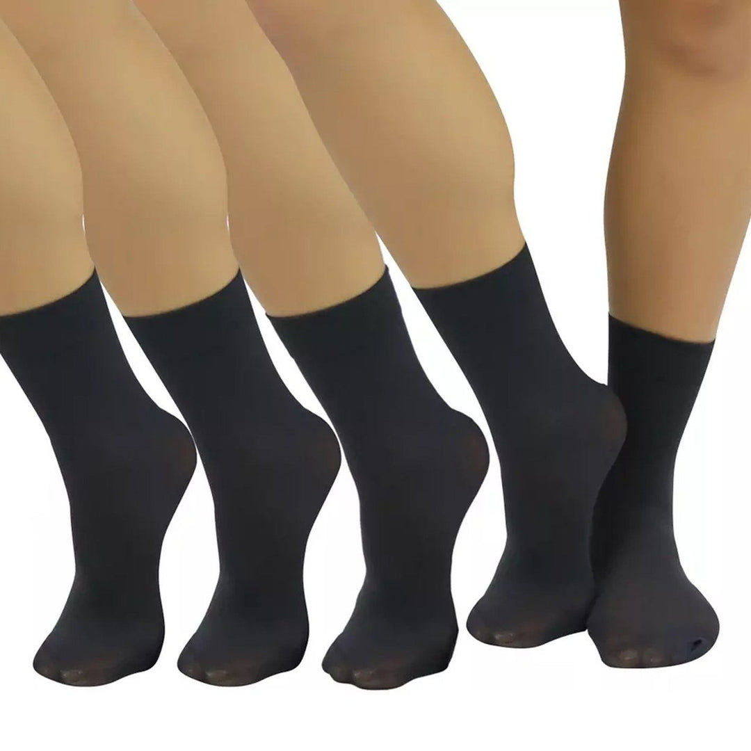 6-Pair: Ankle High Opaque Nylon Trouser Socks Image 6