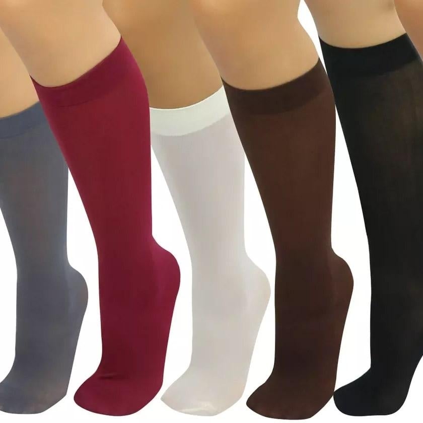 6-Pair: Assorted Knee High Opaque Nylon Classic Socks Image 1