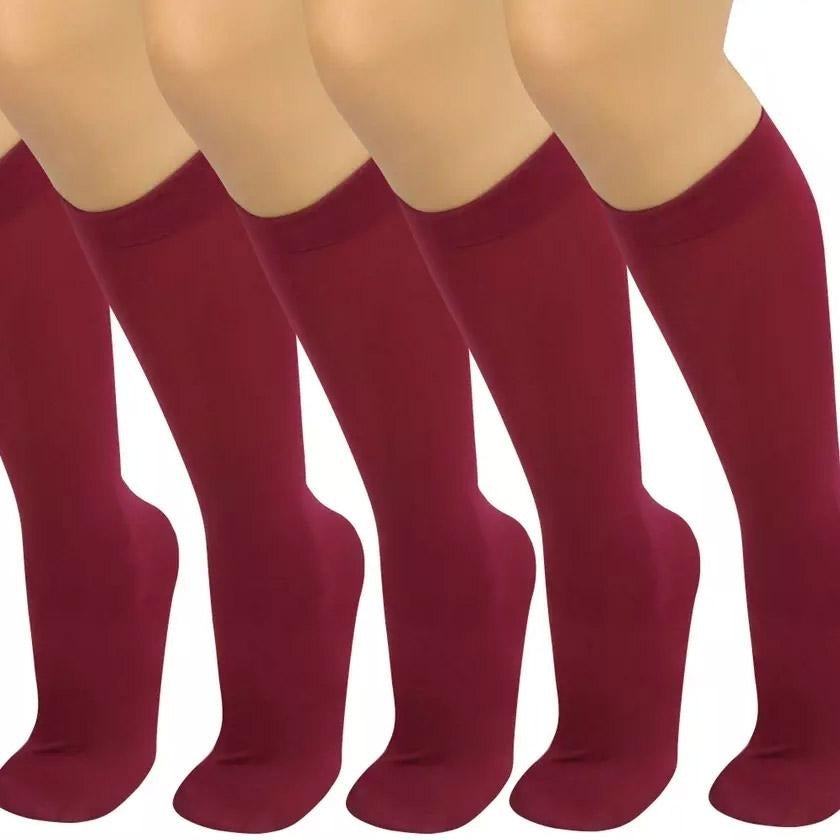 6-Pair: Assorted Knee High Opaque Nylon Classic Socks Image 3