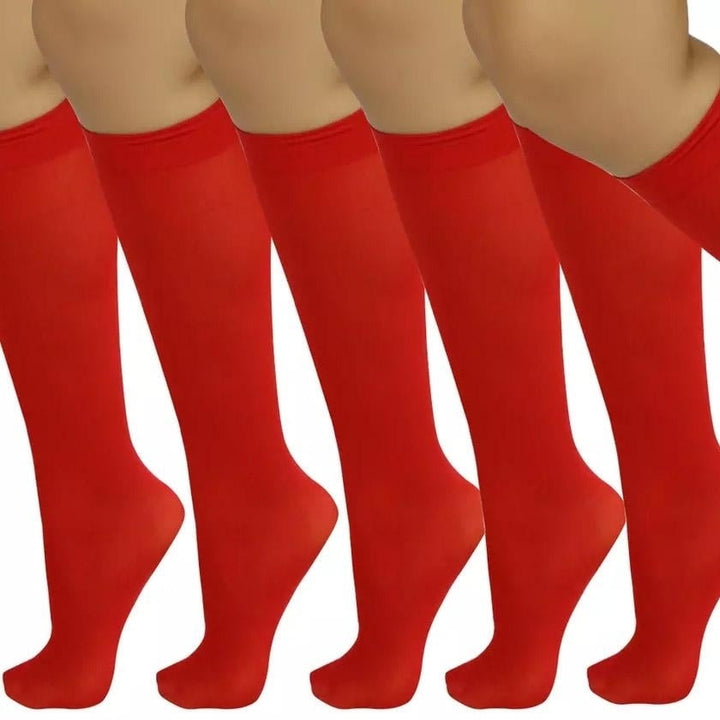 6-Pair: Assorted Knee High Opaque Nylon Classic Socks Image 6