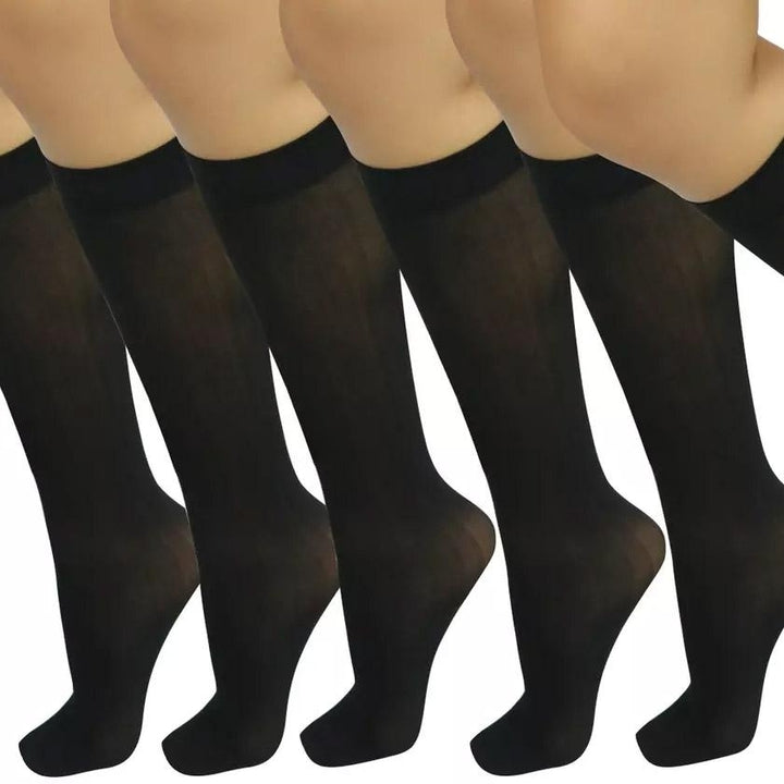 6-Pair: Assorted Knee High Opaque Nylon Classic Socks Image 10